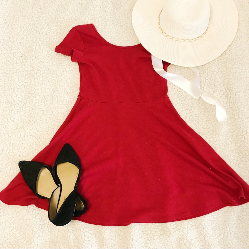 Papaya Red Skater Circle Dress